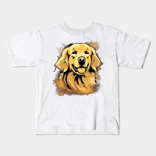 Golden Gleam Grunge Retriever Kids T-Shirt